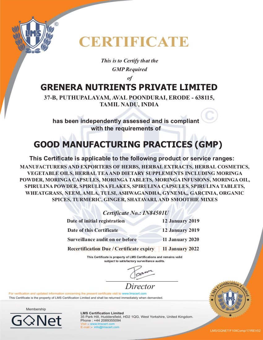Grenera GMP Certification
