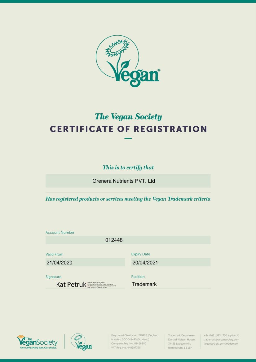 Grenera Vegan Certification